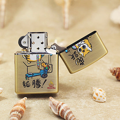 Zippo Brushed Smoked Brass 'Dragon Soaring Tiger Leaping' - DS131