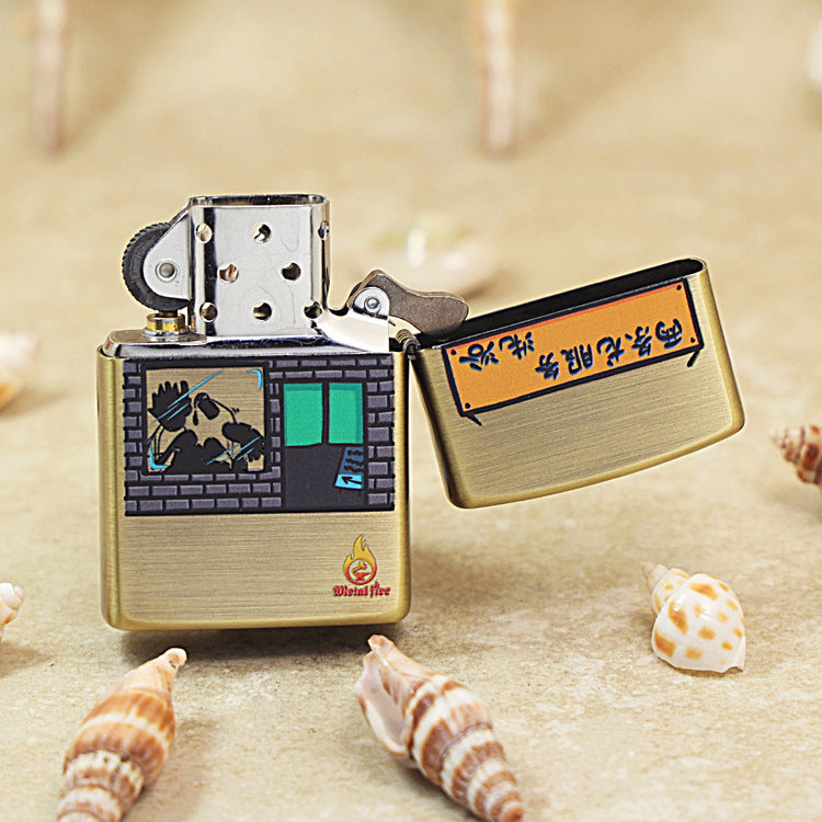 Zippo Brushed Smoked Brass 'Two Dragons Washing a Pig' - DS130