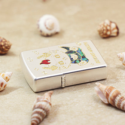 Zippo Brushed Smoked Chrome 'Lucky Dragon Bringing Wealth' Deep Carve - DS143