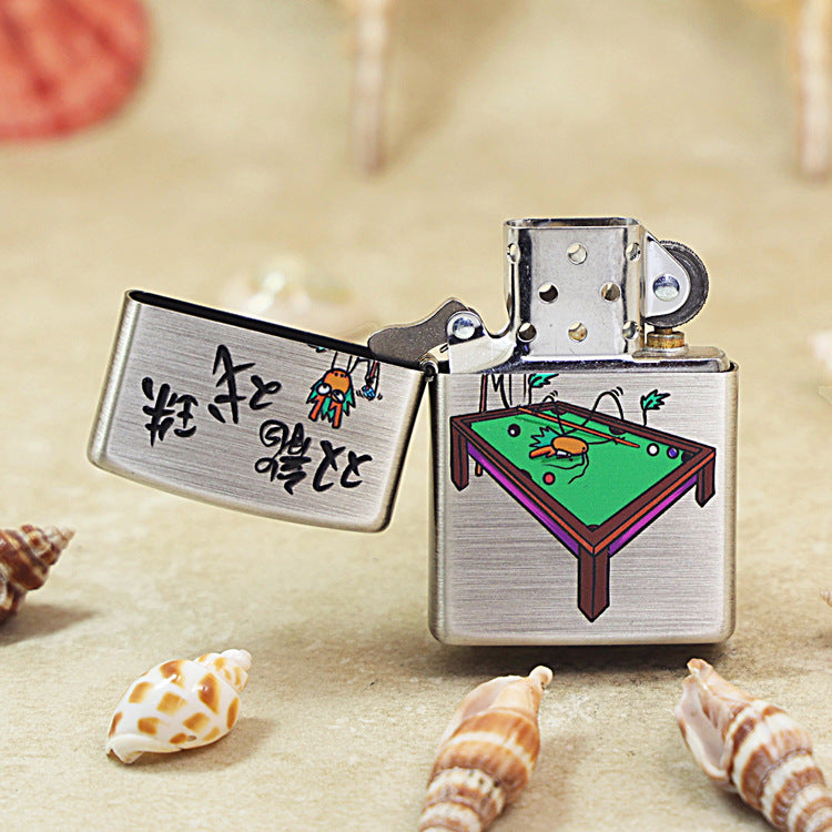 Zippo Brushed Smoked Chrome 'Two Dragons Playing Billiard'- DS129