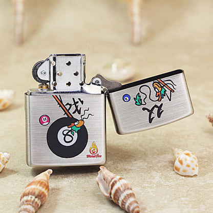 Zippo Brushed Smoked Chrome 'Two Dragons Playing Billiard'- DS129