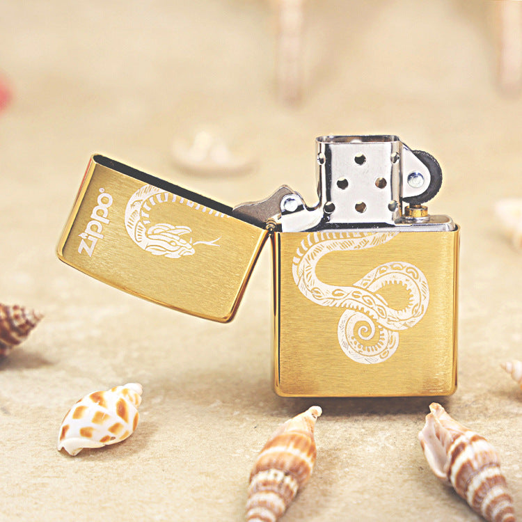 Zippo Brushed Snake Engraving - Animal Zodiac Series - DS106