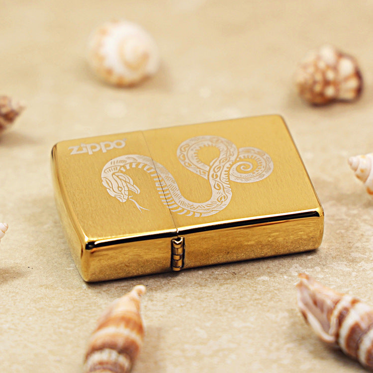 Zippo Brushed Snake Engraving - Animal Zodiac Series - DS106
