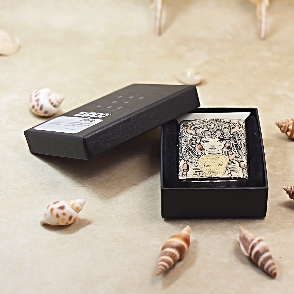 Zippo Colorful Painted Chinese Opera Female Deity Holding Mask - CM02