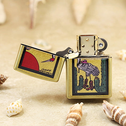 Zippo Crane and Cactus Gold Plate - Animal Series - JP55