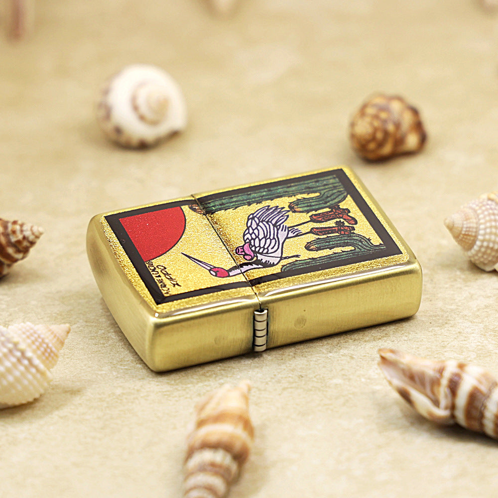 Zippo Crane and Cactus Gold Plate - Animal Series - JP55