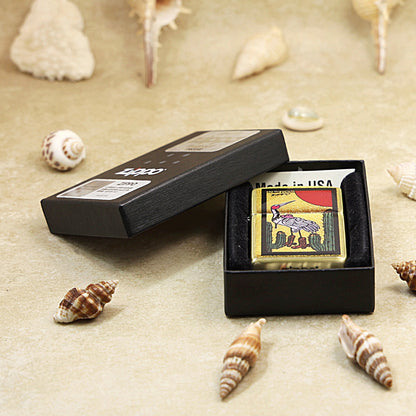 Zippo Crane and Cactus Gold Plate - Animal Series - JP55