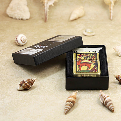 Zippo Deer & Marijuana Gold Plate - JP53
