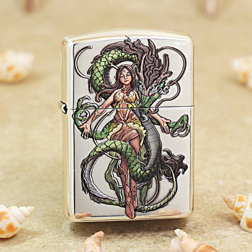 Zippo 'Dragon Girl' Multi-Media Carving - DS117