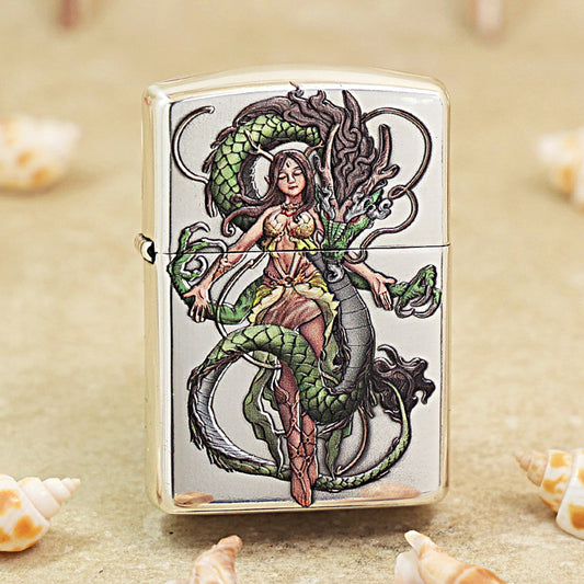 Zippo 'Dragon Girl' Multi-Media Carving - DS117