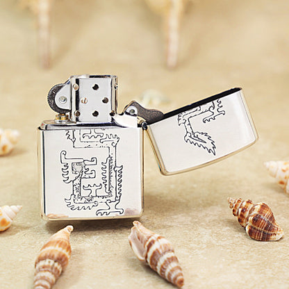 Zippo Embossed Enamel 'Prosperous Dragon' Silver-Plated 162-DS62