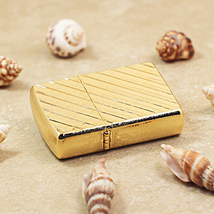 Zippo Gold Diagonal Line Pattern 162-DS100