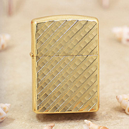 Zippo Gold Diagonal Line Pattern 162-DS100