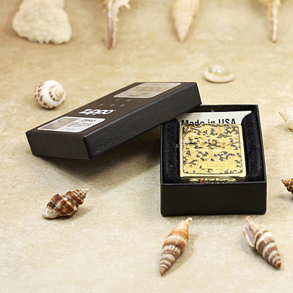 Zippo Gold Plate Deep Carve Arabesque - Floral Series - JP54