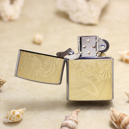 Zippo Gold Plate Double-Sided Dragon Emblem - JP65