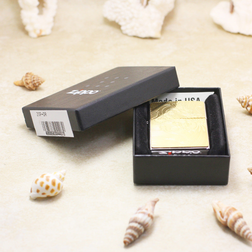 Zippo Gold Plate Double-Sided Dragon Emblem - JP65