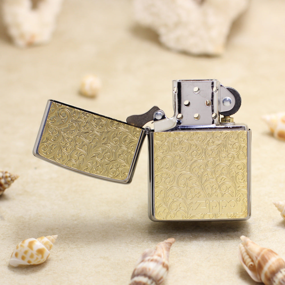 Zippo Gold Plate Double-Sided Floral Arabesque Emblem - JP66