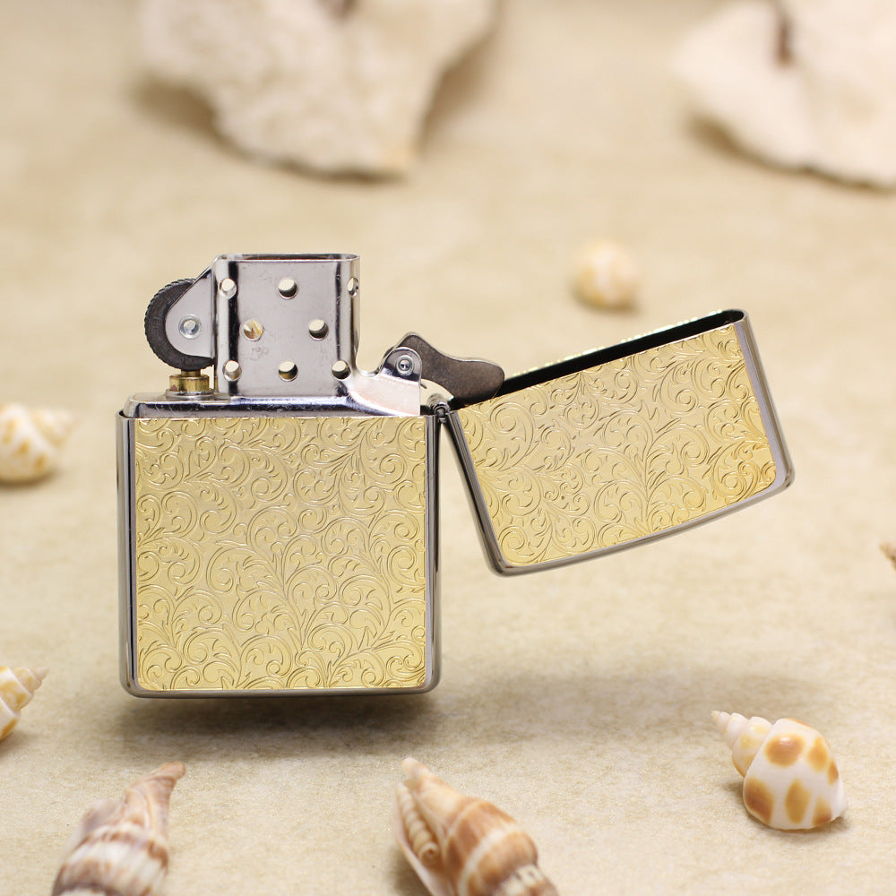 Zippo Gold Plate Double-Sided Floral Arabesque Emblem - JP66