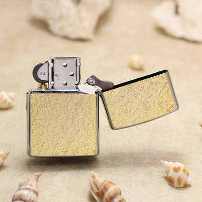 Zippo Gold Plate Double-Sided Floral Arabesque Emblem - JP66