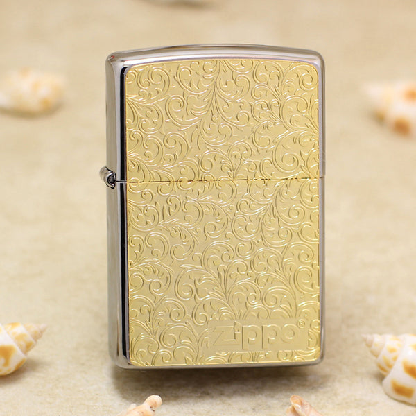 Zippo Gold Plate Double-Sided Floral Arabesque Emblem - JP66