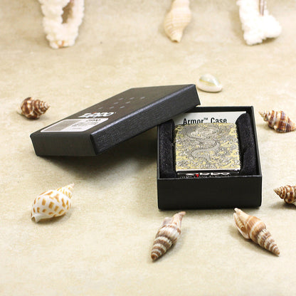 Zippo Gold and Silver Deep Carved Coiling Dragon in the Clouds - SC33