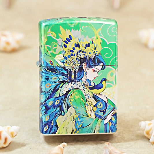 Zippo Green Color-Printed Peacock Princess and Bird - CS04