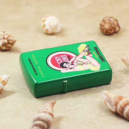 Zippo Green Matte Color Printed Lucky Strike Pin-Up Girl - CS16