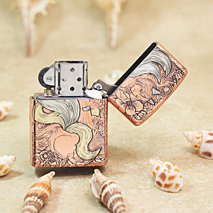 Zippo Solid Engraved Copper Finish Nine-Tailed Fox Pin-Up - CM32