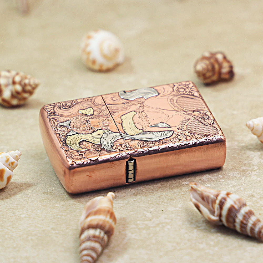 Zippo Solid Engraved Copper Finish Nine-Tailed Fox Pin-Up - CM32