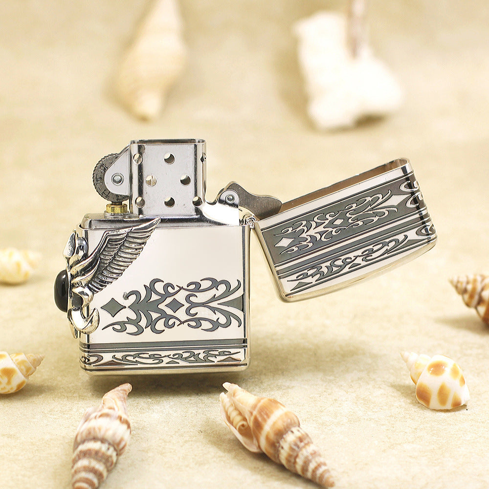 Zippo Heavy Metal Side Eagle Wing with Black Turquoise - JP24