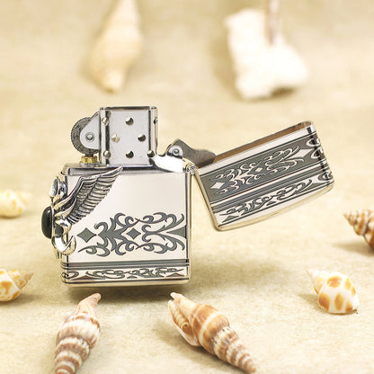 Zippo Heavy Metal Side Eagle Wing with Black Turquoise - JP24