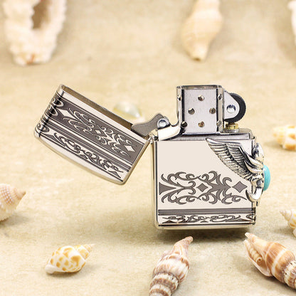 Zippo Heavy Metal Side Eagle Wing with Turquoise - JP23