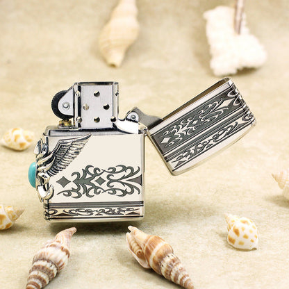 Zippo Heavy Metal Side Eagle Wing with Turquoise - JP23