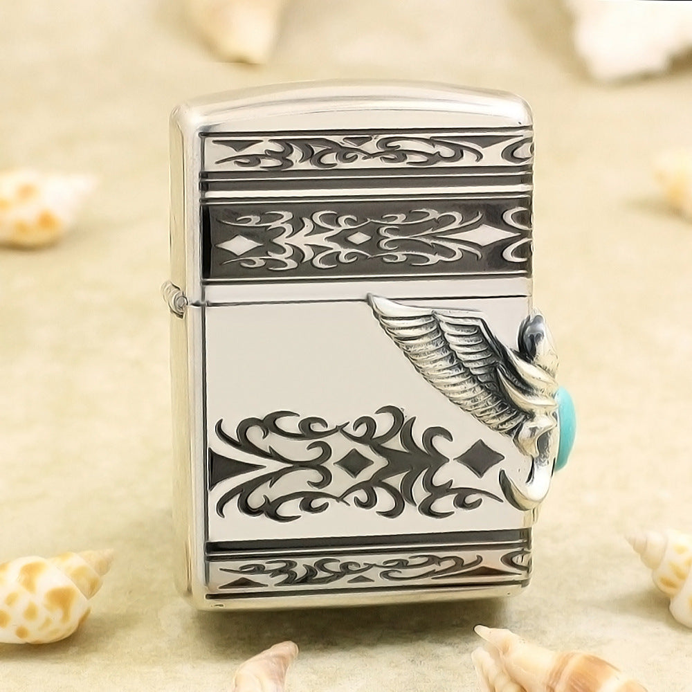 Zippo Heavy Metal Side Eagle Wing with Turquoise - JP23