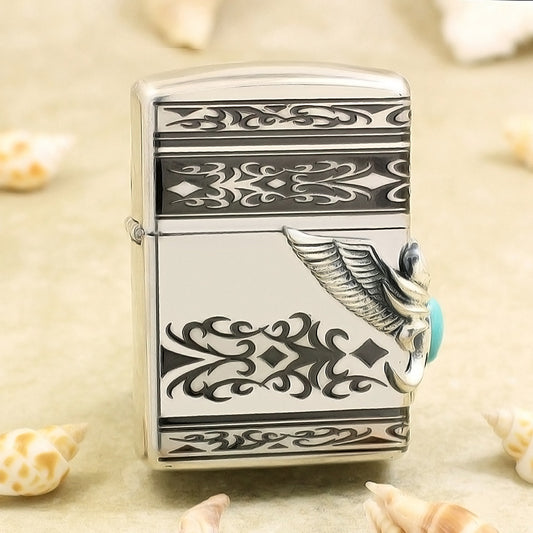 Zippo Heavy Metal Side Eagle Wing with Turquoise - JP23