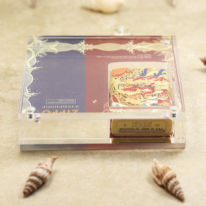 Zippo Heavy Relief Antique Silver Dragon and Ocean Wave Case - CM50