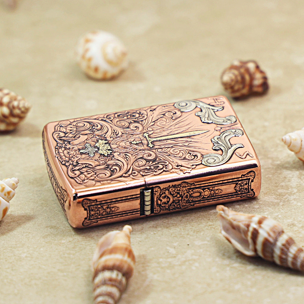Zippo Heavy Relief Copper Tone Sword of Judgment and Cross - CM18