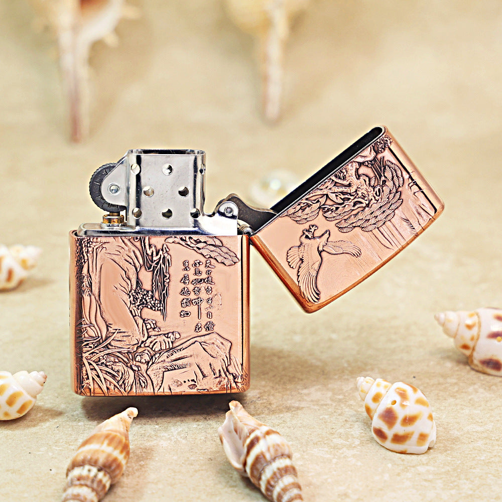 Zippo Solid 3d-embossed Copper Finish Wind Rises Water Success Landscape - CM33