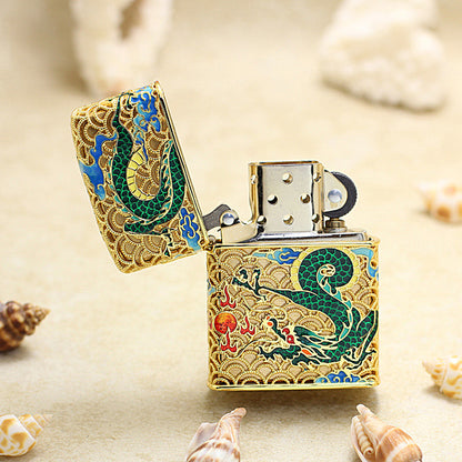 Zippo Heavy Relief Dragon and Phoenix Bring Prosperity Pair Set - CM54