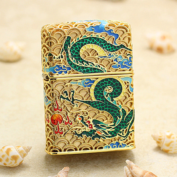Zippo Heavy Relief Dragon and Phoenix Bring Prosperity Pair Set - CM54