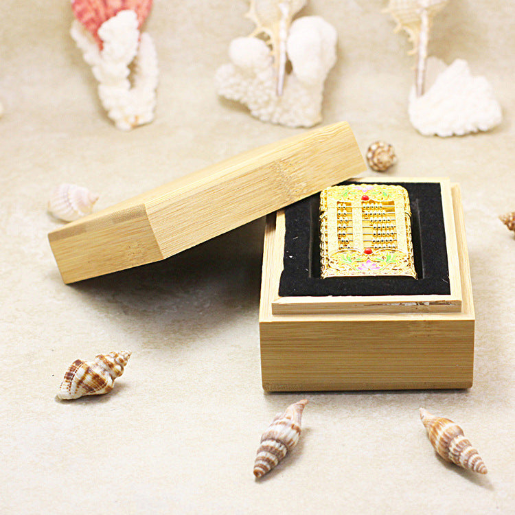 Zippo Heavy Relief Gold Abacus and Lotus Filigree Slim Case Set - CM52