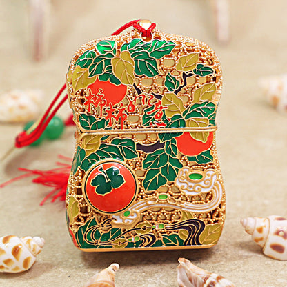 Zippo Heavy Relief Gold Filigree Persimmon Gourd Good Fortune Case Set - CM37