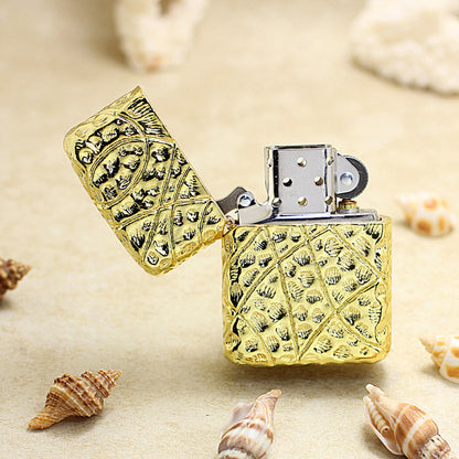 Zippo Heavy Relief Gold Warrior Armor Case Set - CM40