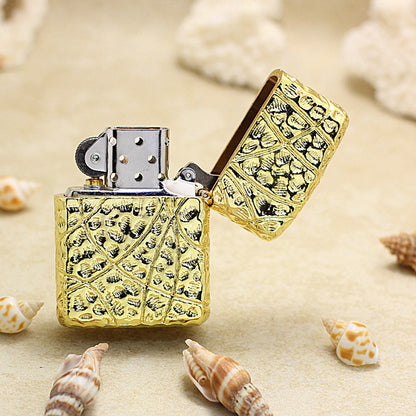 Zippo Heavy Relief Gold Warrior Armor Case Set - CM40