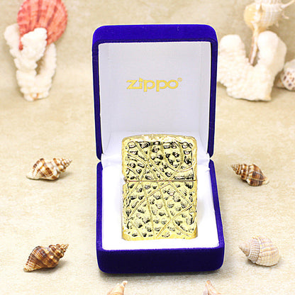 Zippo Heavy Relief Gold Warrior Armor Case Set - CM40