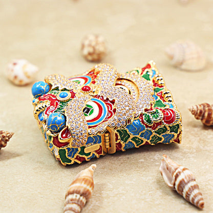 Zippo Heavy Relief Gold and Gemstone Lion Dance Head Case Set - CM41