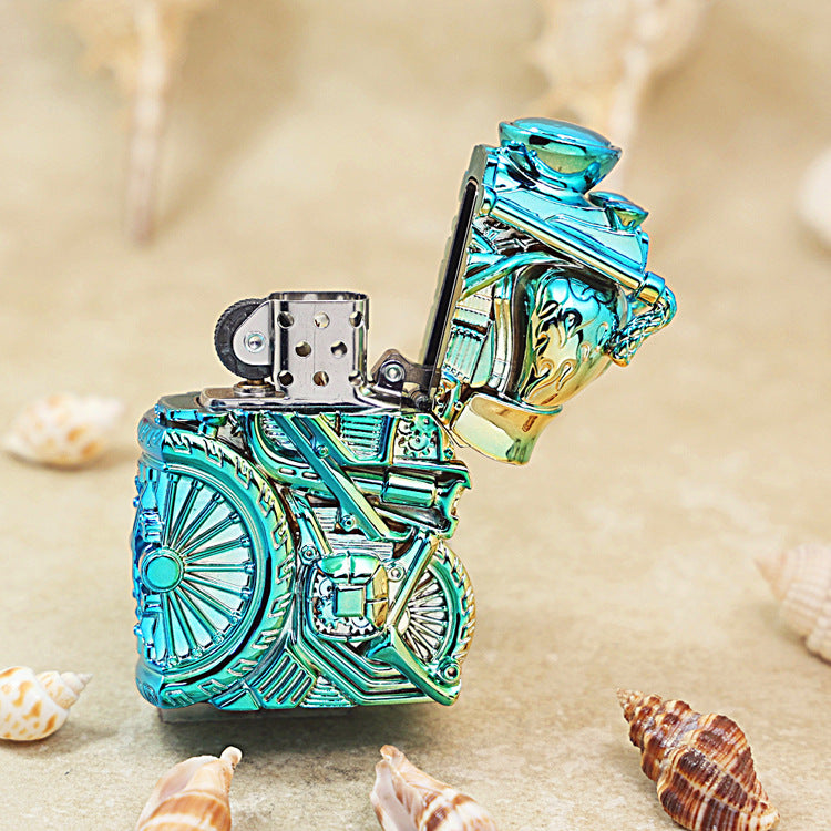 Zippo Heavy Relief Iridescent Chrome Motorcycle Engine Case Set - CM48