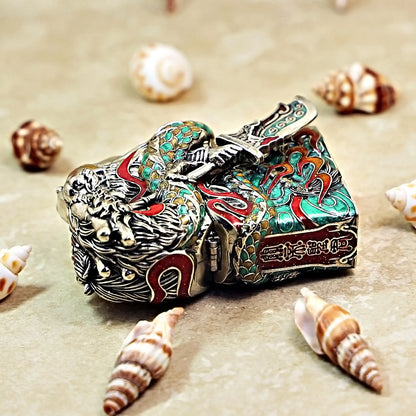 Zippo Heavy Relief Multi Color Enamel Guan Yu and Dragon Case Set - CM28