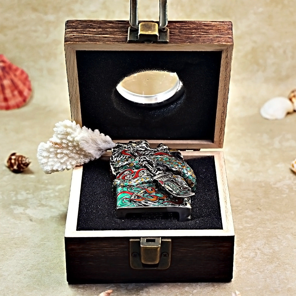 Zippo Heavy Relief Multi Color Enamel Guan Yu and Dragon Case Set - CM28