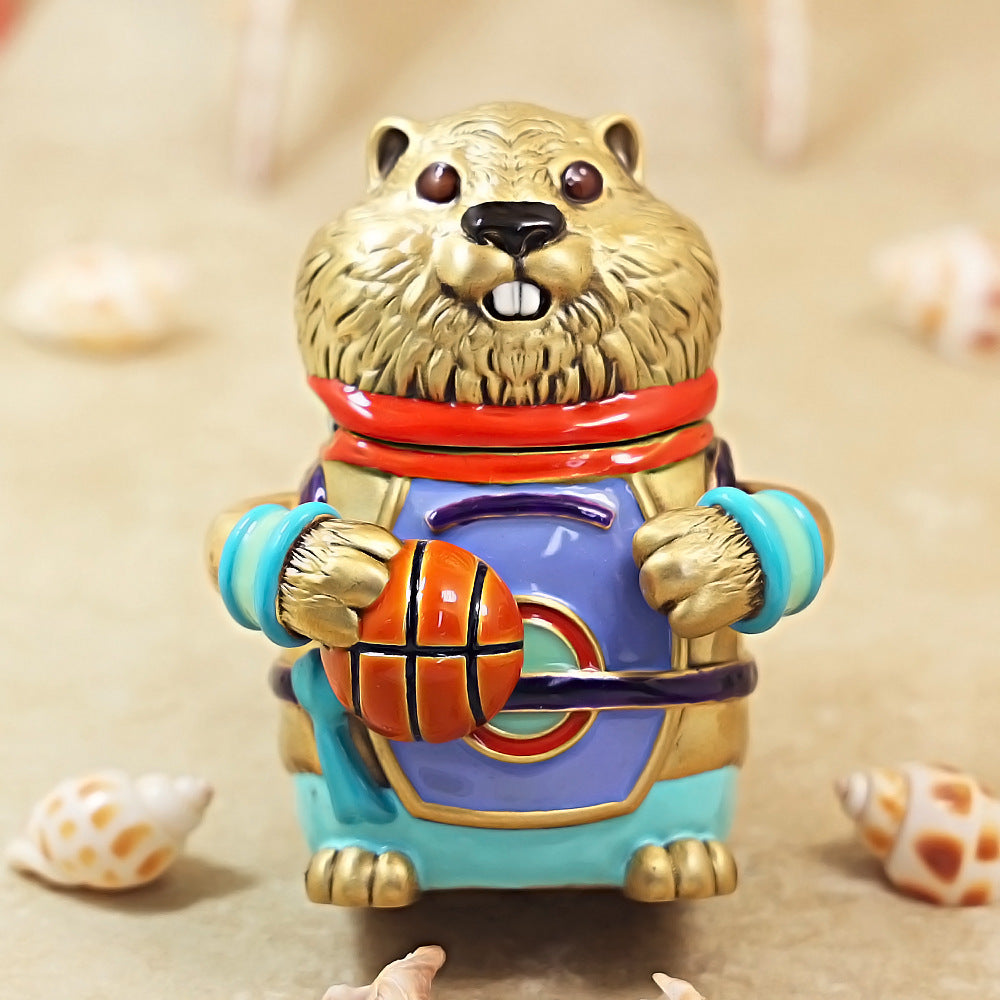 Zippo Heavy Relief Painted Gold Animal Figurine Basketball - CM10